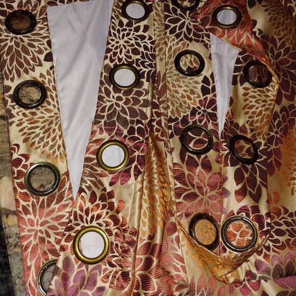 Pier 1 Imports Satinated Floral Shimmery Lined Curtain Set 50x84" (2) - Picture 4 of 9